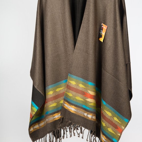 ANDEAN Alpaca PONCHO, Unisex, Artisanal Free Ship - Picture 9 of 12